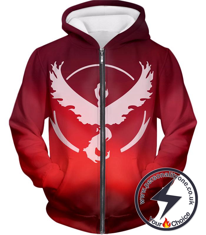 Pokemon Legendary Fire Pokemon Moltress Symbol Amazing Red Zip Up Hoodie